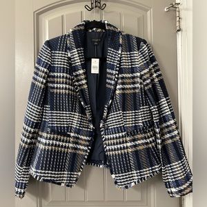 Ann Taylor Factory Blue Plaid Blazer